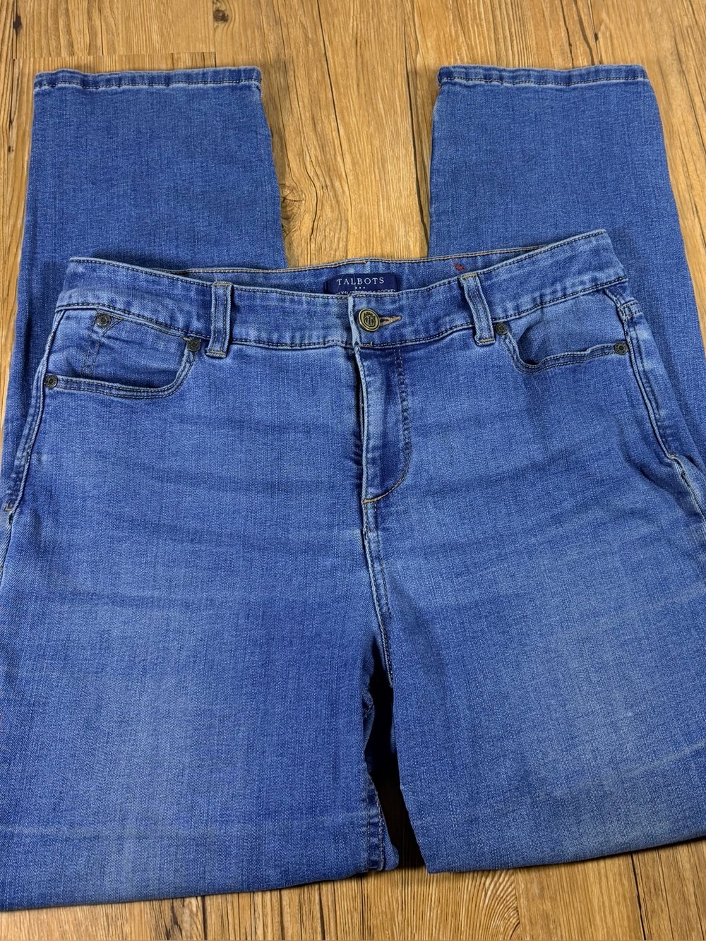 Talbots Womens 10P Petite Straight Leg Jeans Simply Flattering Stretch Blue